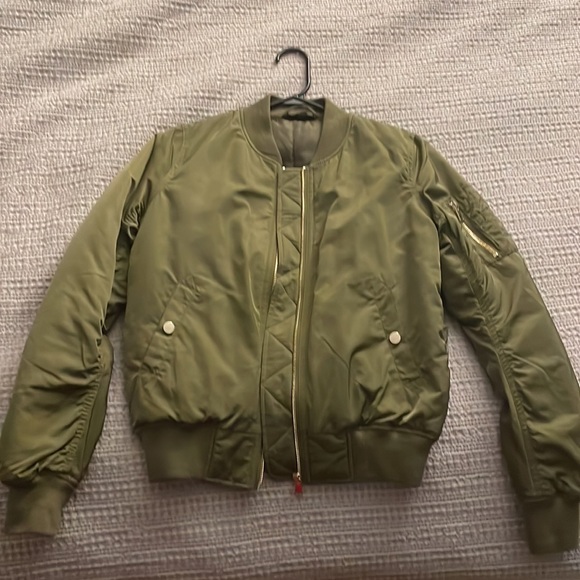 Khaki Topshop Bomber Jacket - Picture 1 of 7